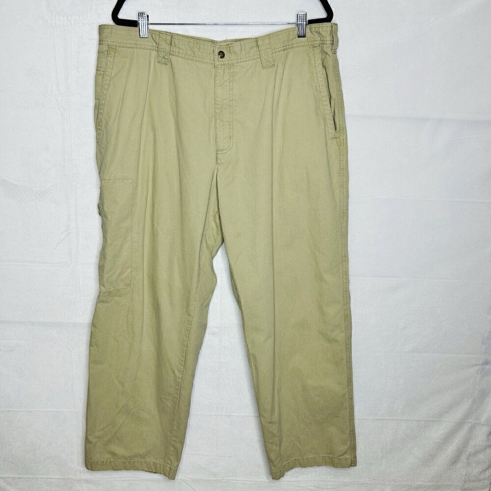 Columbia Men's Flat Front Tan Khaki Cargo Pants Sz 40 X 29 100% Cotton